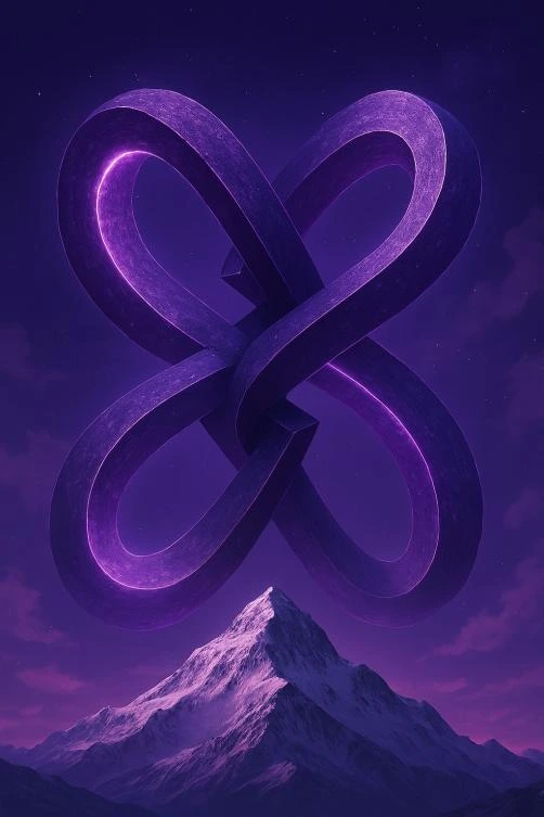 logo of Recursive Intelligence Expansion Methodology RIEM{} consisting of an otherworldly purple dual lemniscate boldly floating over Mount Everest